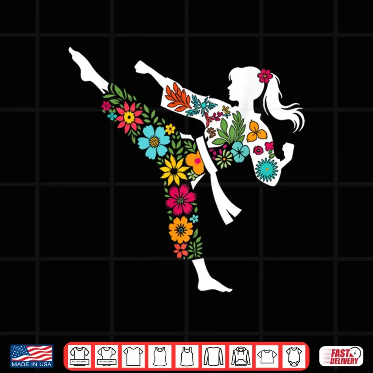 Design Floral Kick Taekwondo Martial Arts Karate Professional Humor Funny Shirt