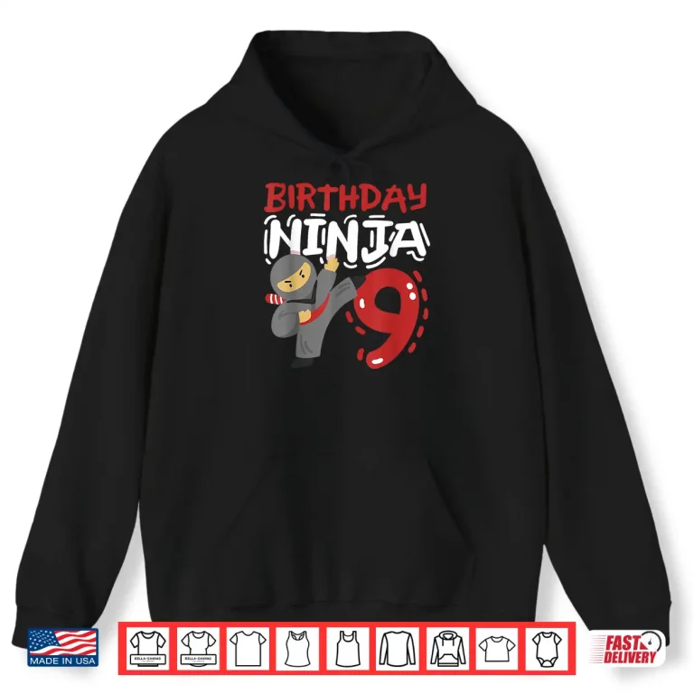Hoodie Ninja Ninth Birthday Karate Youth Professional Graphic Shirt