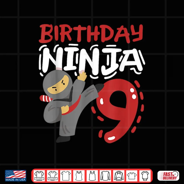 Design Ninja Ninth Birthday Karate Youth Professional Graphic Shirt