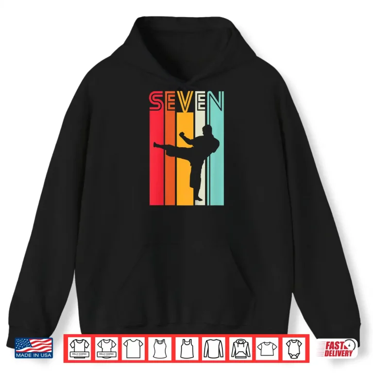Hoodie Seventh Birthday Karate Retro Taekwondo Martial Arts Youth Shirt