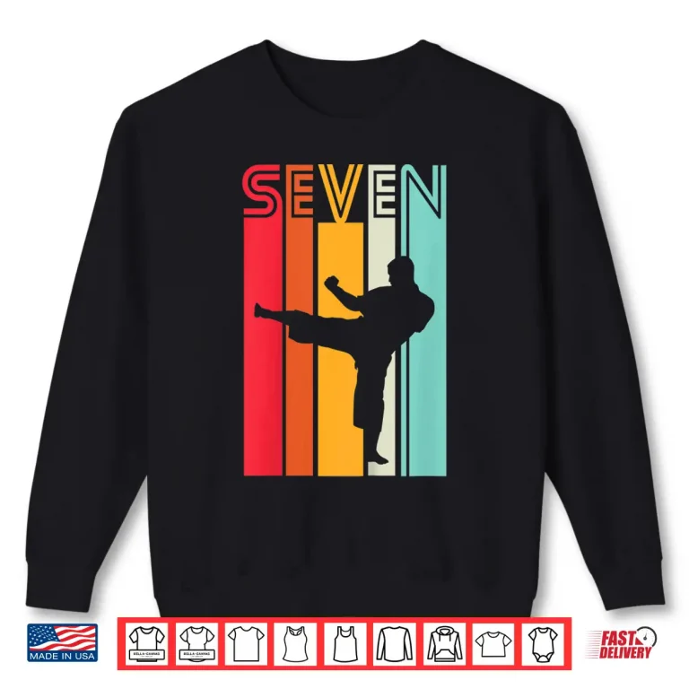 Sweatshirt Seventh Birthday Karate Retro Taekwondo Martial Arts Youth Shirt