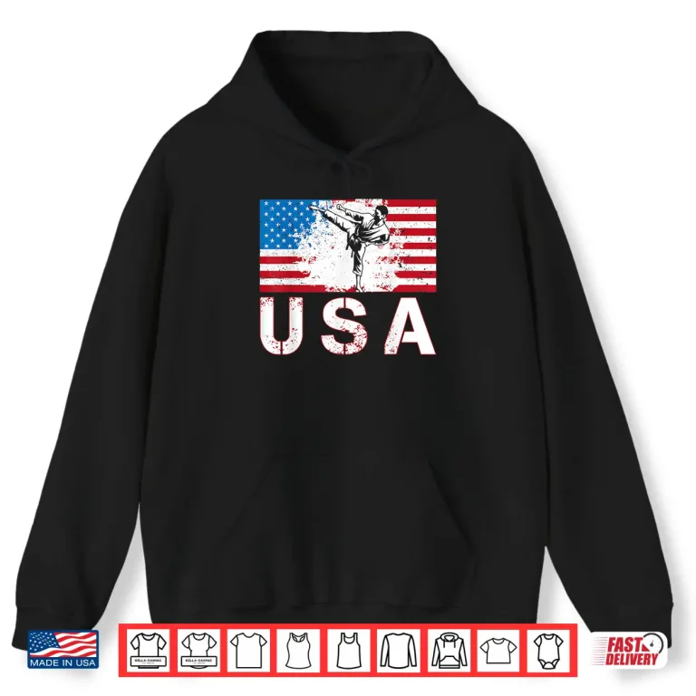 Hoodie USA Team American Flag Martial Arts US Karate Athlete Shirt