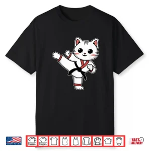 Funny Cat Karate Taekwondo Jiu Jitsu Mma Animal Graphic Shirt