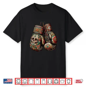 Mexican Vintage Style Gloves Boxing Aztec Mayan Fighter Shirt