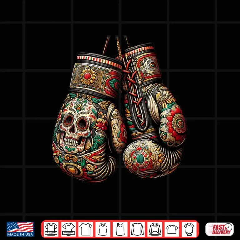 Design Mexican Vintage Style Gloves Boxing Aztec Mayan Fighter Shirt