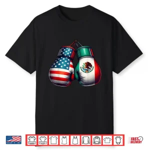 Usa And Mexican Flags Gloves Boxing Vintage Style Shirt