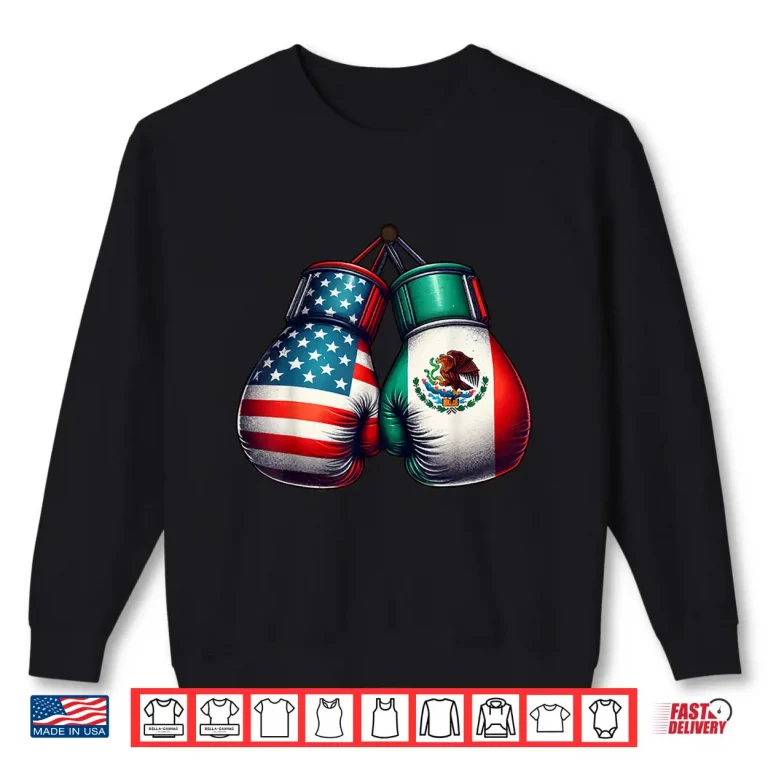 Usa And Mexican Flags Gloves Boxing Vintage Style Shirt 2 Sweatshirt USA And Mexican Flags Gloves Boxing Vintage Style Shirt