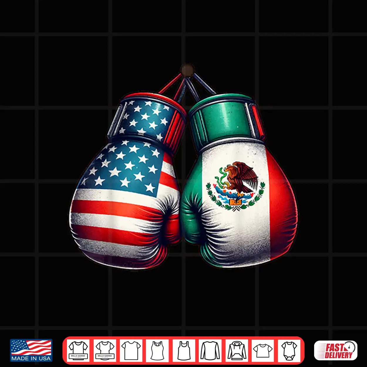Usa And Mexican Flags Gloves Boxing Vintage Style Shirt Usa And Mexican Flags Gloves Boxing Vintage Style Shirt