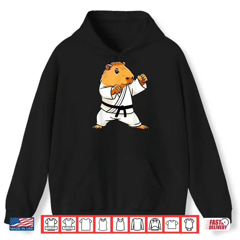 Hoodie Capybara Design Martial Arts Karate MMA Animal Humor Shirt