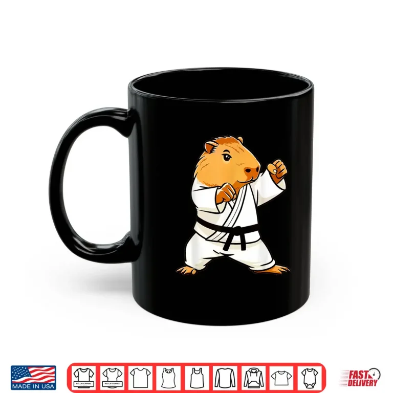 Mug Capybara Design Martial Arts Karate MMA Animal Humor Shirt
