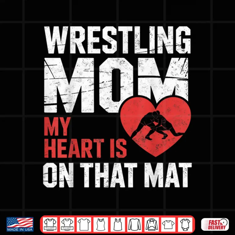 Design My Heart Is On That Mat Wrestling Parent Identity Graphic Shirt