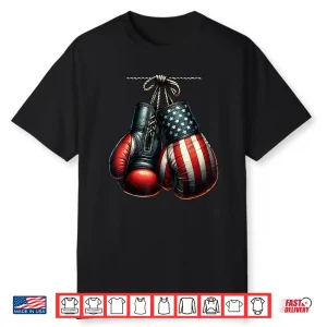 Usa Flag Patriotic Boxing Gloves Training Graphic Shirt