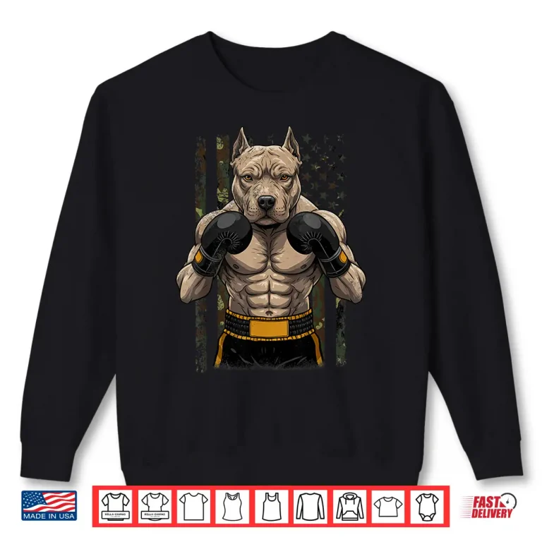 Sweatshirt USA Pit Bull Camouflage Boxing Funny Dog Animal Graphic Shirt