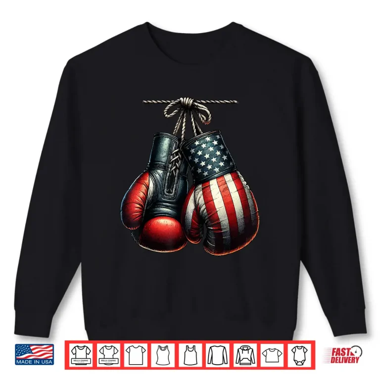 Sweatshirt USA Flag Patriotic Boxing Gloves Training Graphic Shirt