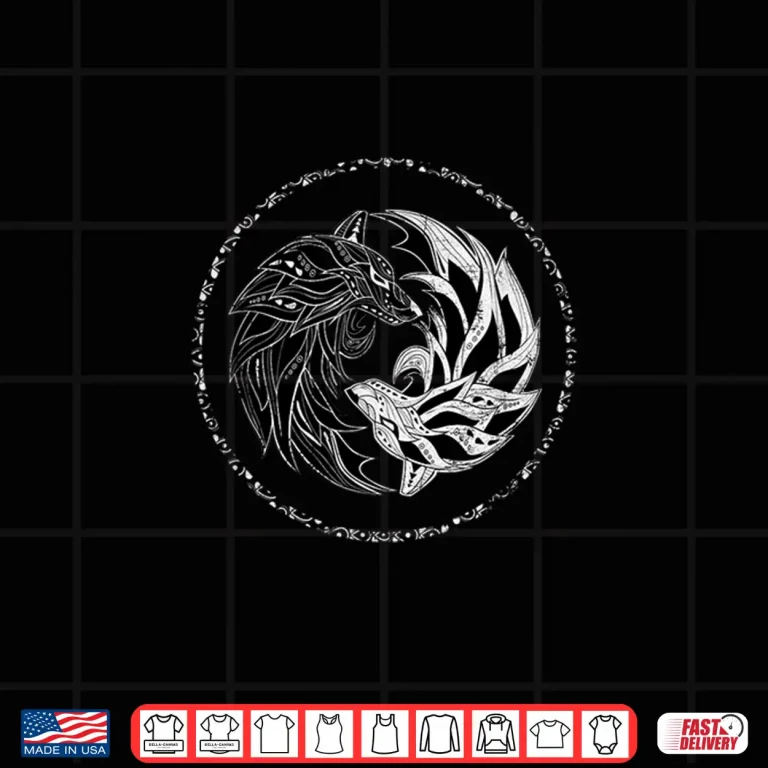 Design Yin Yang Wolves Tai Chi Qi Gong Yoga MMA Graphic Shirt