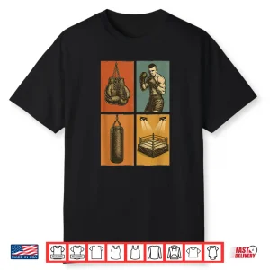 Gloves Fighter Punching Bag Boxing Retro Vintage Ring Shirt