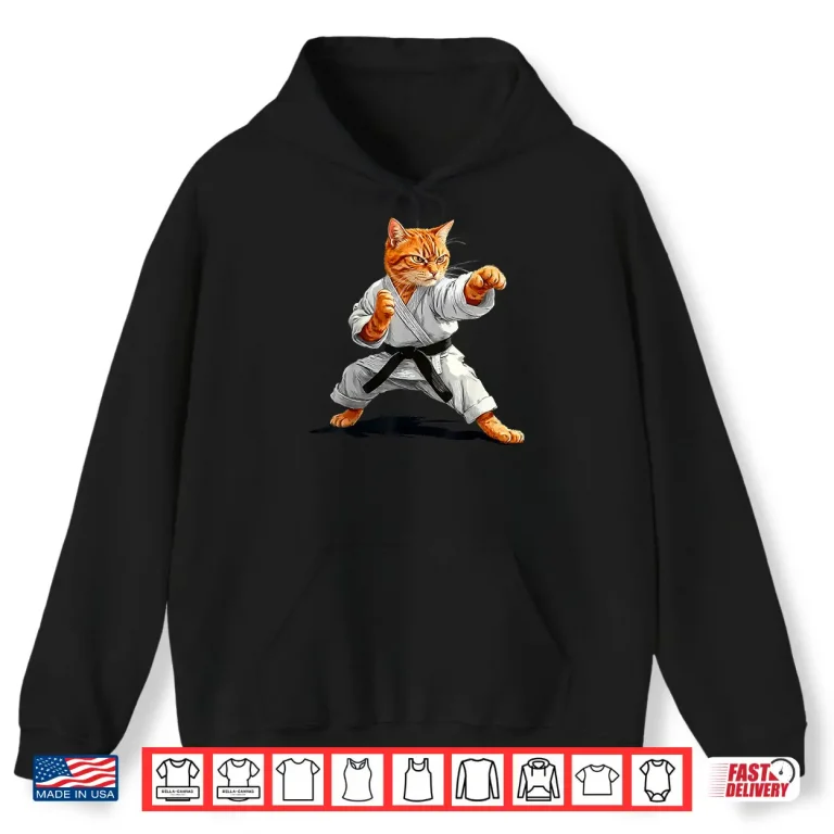 Hoodie Karate Taekwondo Cat Martial Arts Jiu Jitsu Judo MMA Shirt