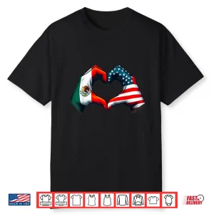 Mexican American Flag Heart Hands Boxing Mexico Usa Graphic Shirt