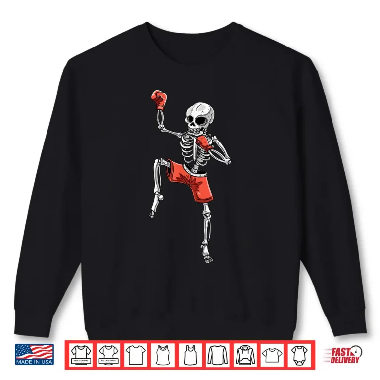 Sweatshirt Skeleton Halloween Costume Muay Thai Kickboxing MMA Fighter Shirt