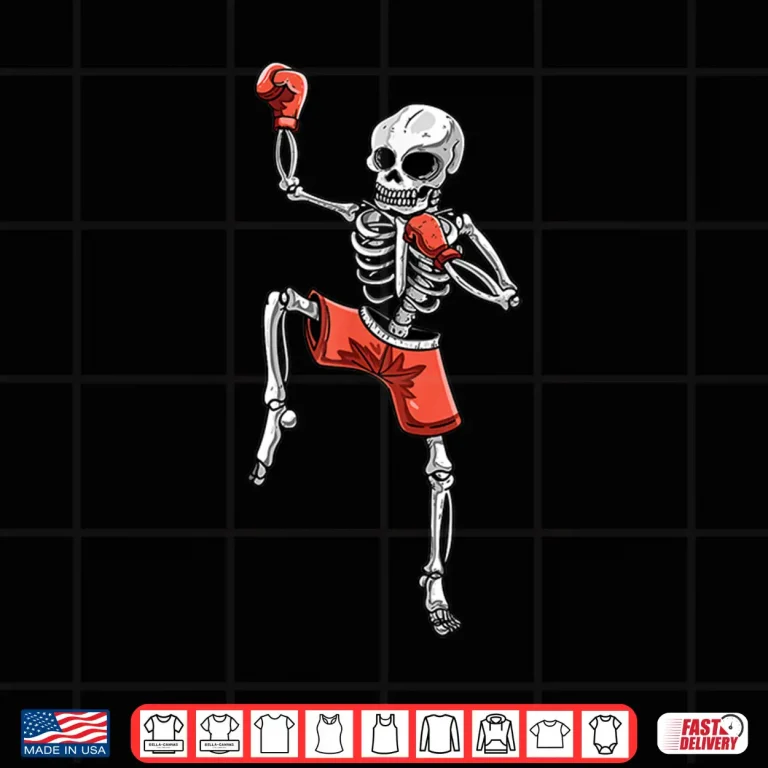 Design Skeleton Halloween Costume Muay Thai Kickboxing MMA Fighter Shirt