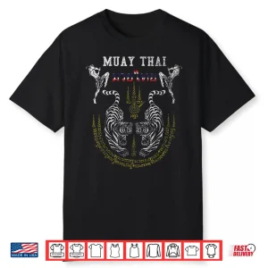Twin Tiger Sak Yant Muay Thai Fighter Professional Martial Art Shirt