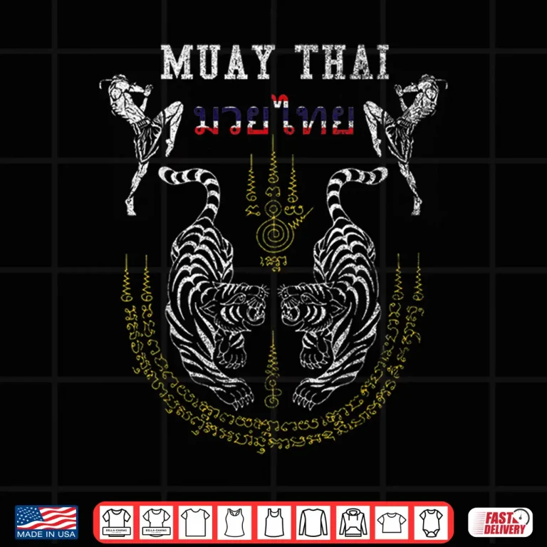 Design Twin Tiger Sak Yant Muay Thai Fighter Professional Martial Art Shirt