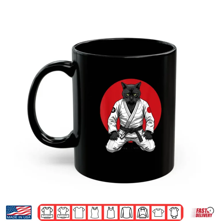 Mug Vintage Black Cat Brazilian Jiu Jitsu Retro Grappling Humor Shirt