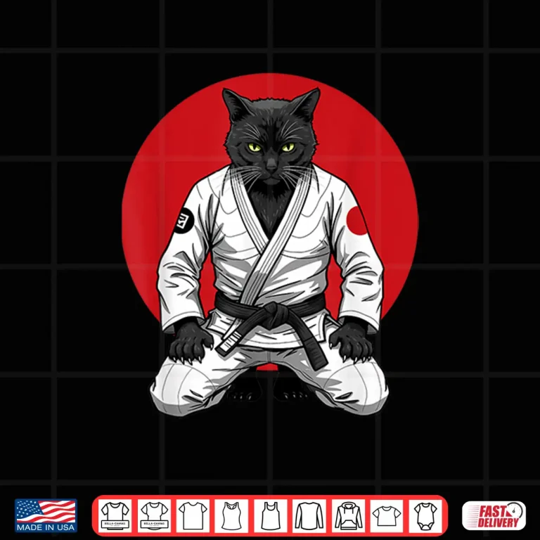 Design Vintage Black Cat Brazilian Jiu Jitsu Retro Grappling Humor Shirt