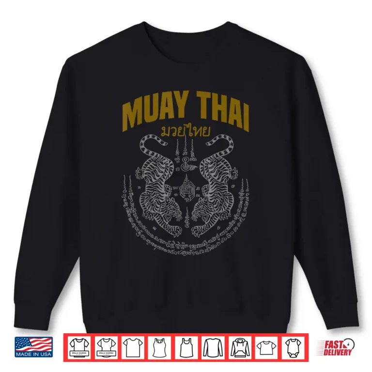 Sweatshirt Art Twin Tigers Muay Thai Fighter MMA Martial Arts Shirt