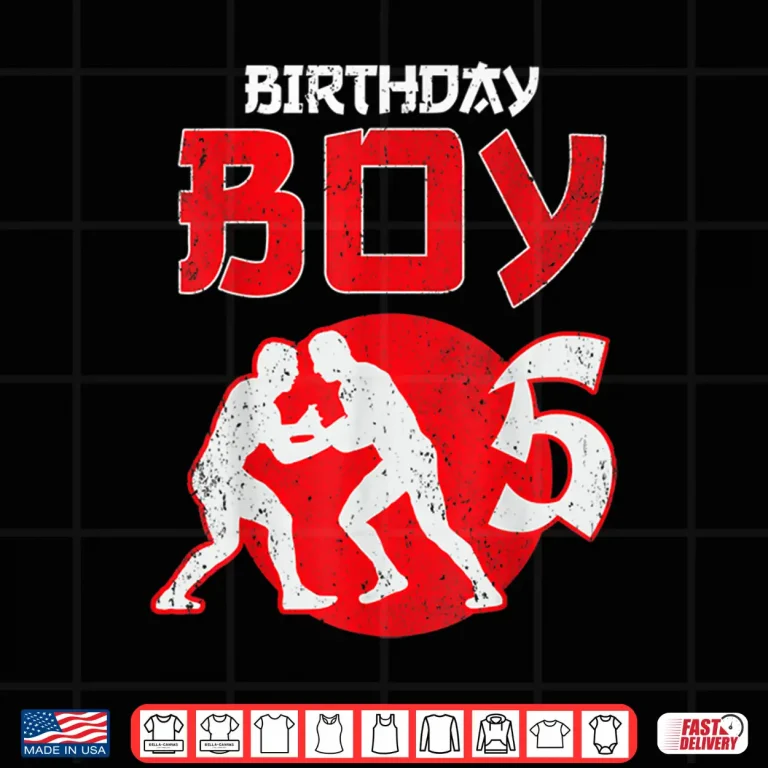 Design Fifth Birthday Wrestling MMA Martial Arts Youth Graphic Shirt