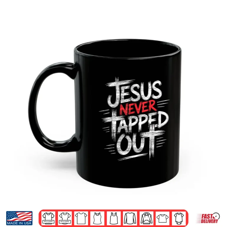 Mug Jesus Never Tapped Out Christian Wrestling Wrestler Shirt