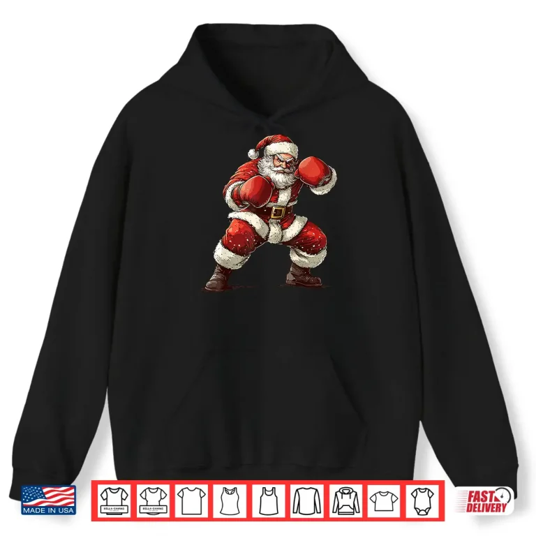 Hoodie Santa Boxing Xmas Muay Thai MMA Boxer Christmas Shirt
