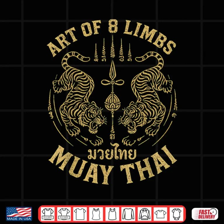 Design Art Of Eight Limbs Tiger Muay Thai Fighter MMA Graphic Shirt