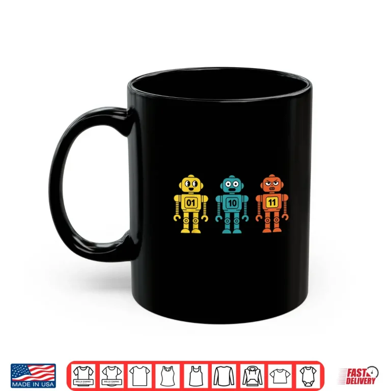 Mug 01 10 11 Robot Shirt Funny Binary Code Programmer Shirt