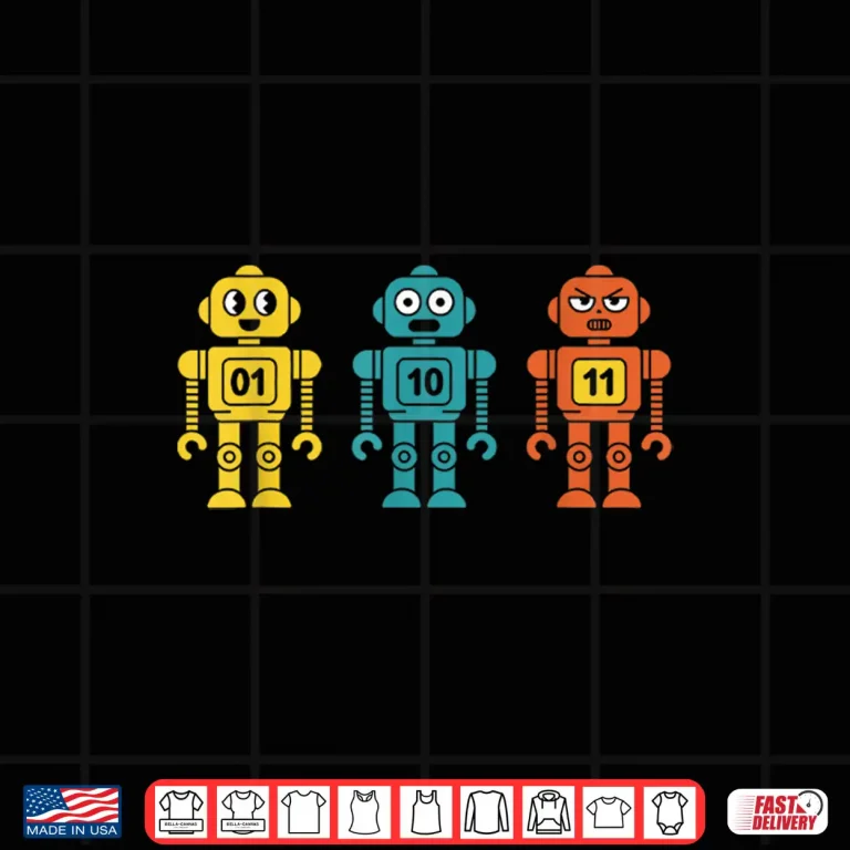 Design 01 10 11 Robot Shirt Funny Binary Code Programmer Shirt