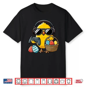Retro Easter Chicken Gaming Funny Easter Shirt