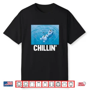 Chillin Olaf Swimming Shot Disney Frozen Character Graphic Shirt