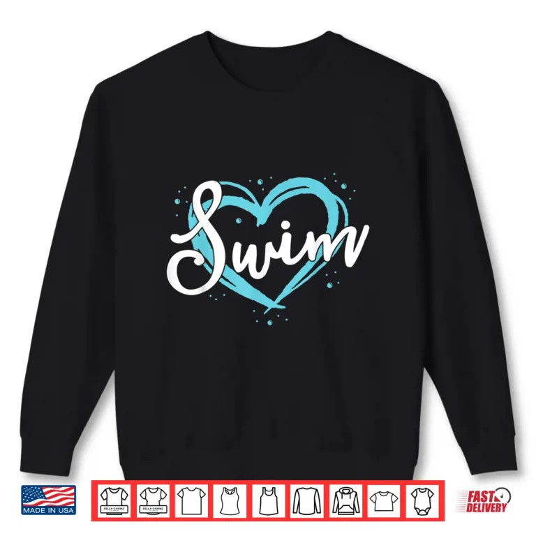 Sweatshirt Blue Heart Lover Swim Team Swimmer Gift Professional Shirt