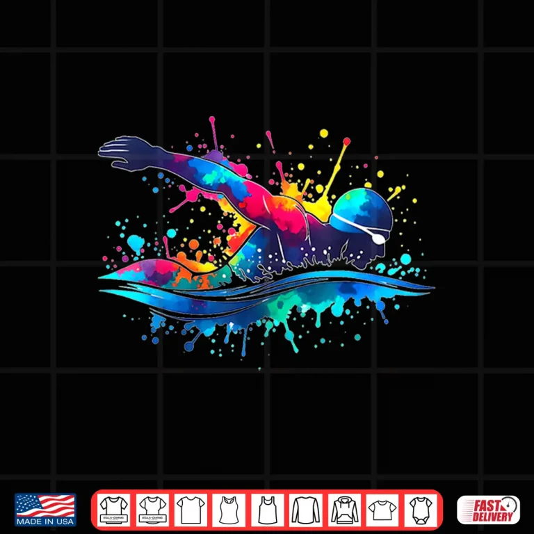 Design Athlete Color Drip Watercolor Swimming Swimmer Graphic Shirt