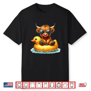 Cute Highland Cow Duck Pool Float Summer Vibes Swimming Shirt