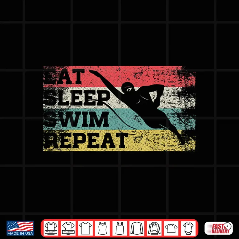 Design Eat Sleep Swim Repeat Swimming Swimmer Professional Retro Vintage Shirt