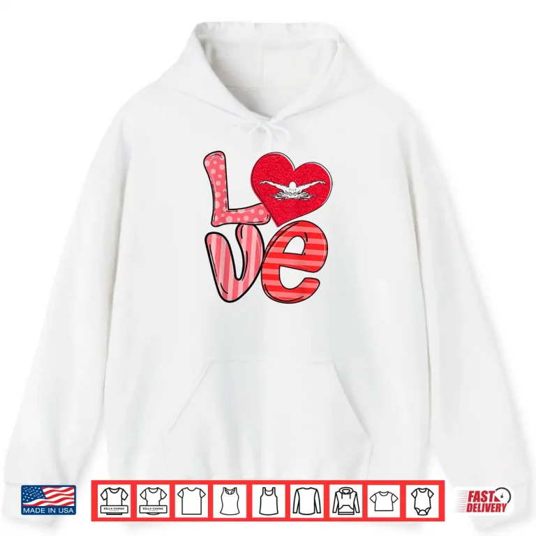 Hoodie Hearts Love Valentines Day Swimming Lovers Professional Graphic Shirt