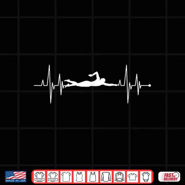 Design Heartbeat Pulse Swimming Swimmer Professional Athletic Shirt