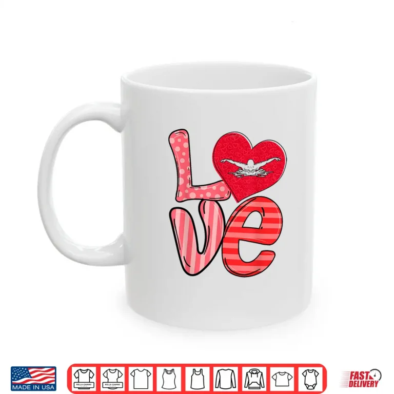 Mug Hearts Love Valentines Day Swimming Lovers Professional Graphic Shirt