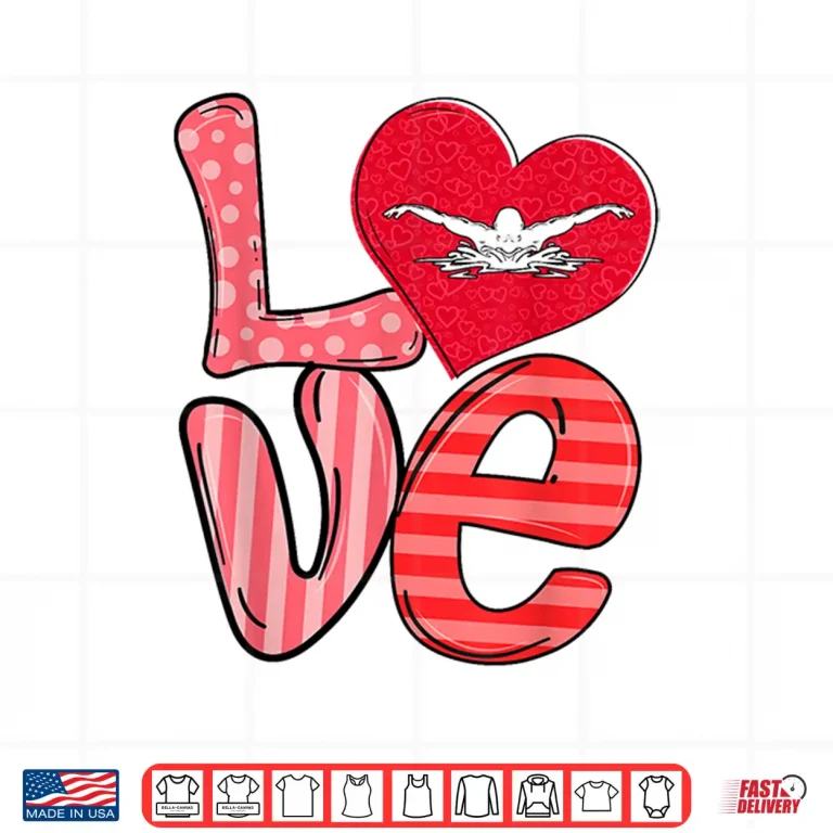 Design Hearts Love Valentines Day Swimming Lovers Professional Graphic Shirt