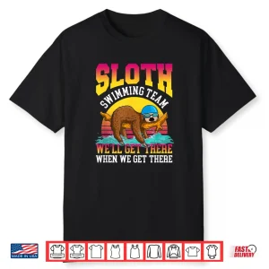Sloth Design Swimmer Swimming Team Retro Vintage Shirt