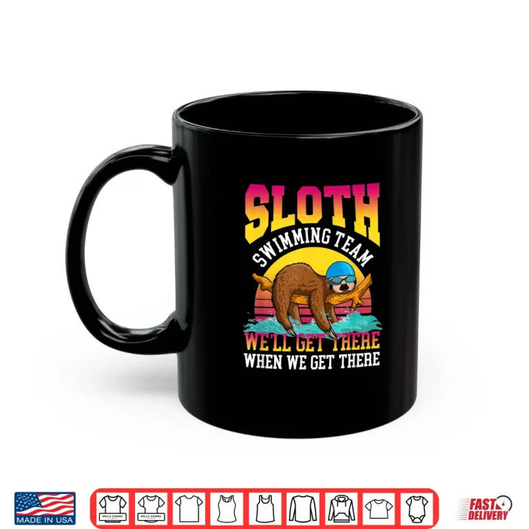 Mug Sloth Design Swimmer Swimming Team Retro Vintage Shirt