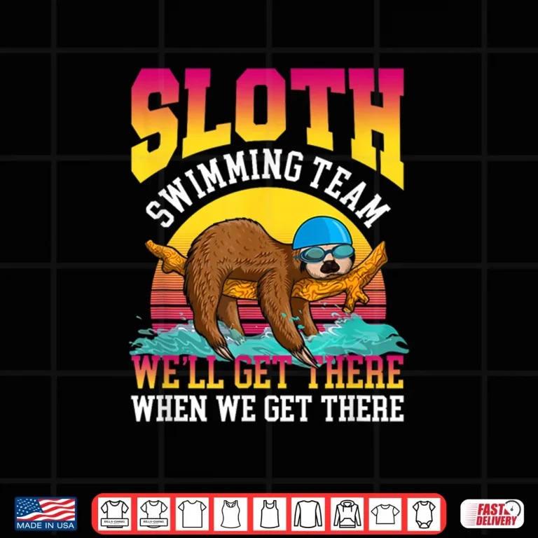 Design Sloth Design Swimmer Swimming Team Retro Vintage Shirt