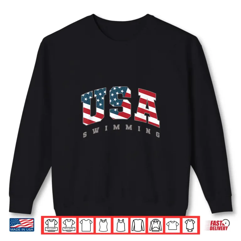 American Flag Team Sport Usa Swimming Athlete Support Shirt 2 Sweatshirt American Flag Team Sport USA Swimming Athlete Support Shirt