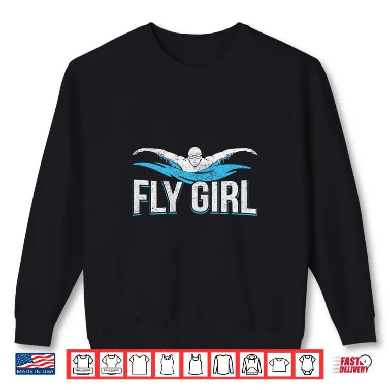 Sweatshirt Butterfly Swimmer Fly Girl Swim Swimming Team Novelty Shirt